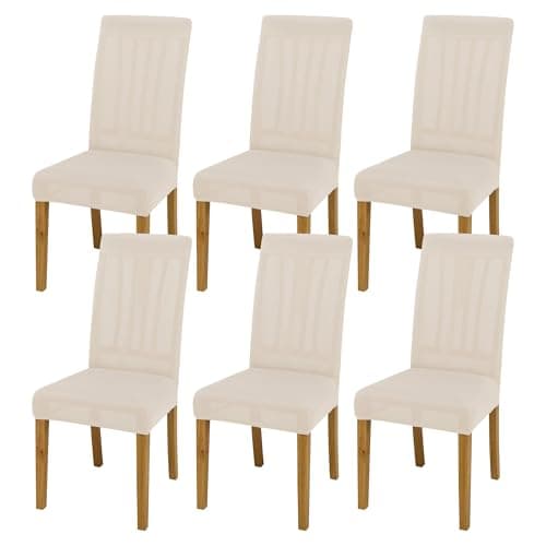 BIETYONE Stretch Dining Chair Covers Set of 6, Soft Removable Washable Kitchen Parsons Chair Slipcovers, High Elastic Seat Protector for Home Hotel Banquet - Image 1