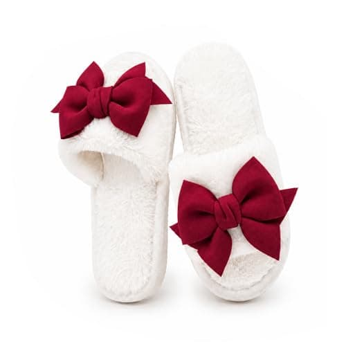 FairyCasa Women’s Fuzzy Slippers Cute Bow House Slippers for Women Soft Cozy Indoor Outdoor Lightweight House Shoes Gift for Women - Image 1
