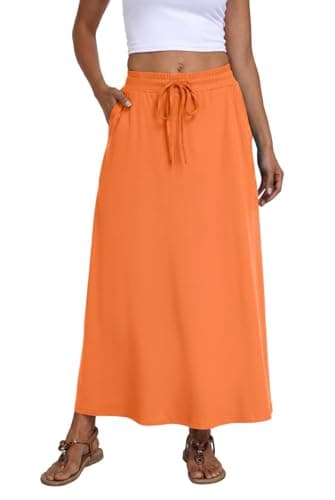 Lepunuo Spring Summer Maxi Skirt for Women High Waisted Flowy Long Skirt with Pockets - Image 1