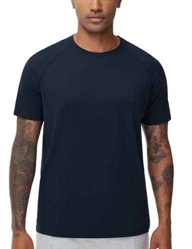 THE GYM PEOPLE Men's Workout T-Shirts Short Sleeve Breathable UPF 50+ Outdoor Athletic Running Tee Tops Navy Blue - Image 1