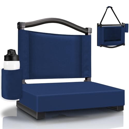 HABUTWAY Stadium Seats with Back Support and Thick Cushion Bleacher Seats with Backs and Cushion Wide, Stadium Chairs Include Shoulder Strap and Pocket, Perfect for Sports Events (Navy Blue) - Image 1
