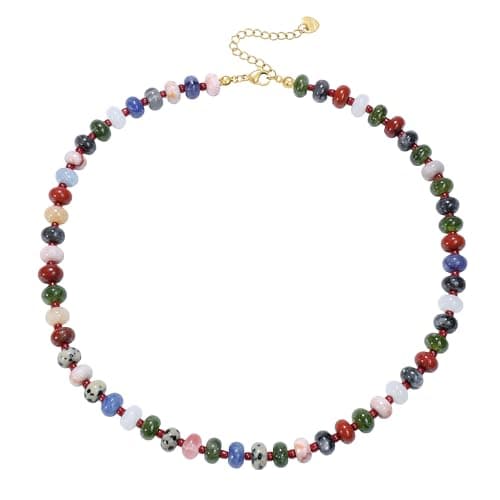 Zoesky Beaded Necklaces for Women, Handmade Boho Bead Choker Necklace, Natural Stone Stainless Steel Necklace Gift for Birthday Mother Day Girlfriend (Type3) - Image 1