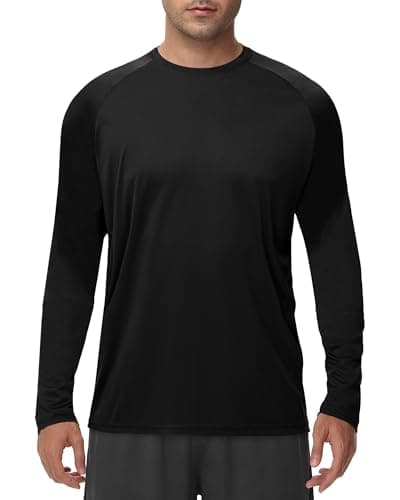Long Sleeve Shirts for Men - Quick Dry Moisture Wicking UV UPF Sun Protection T-Shirts for Fishing Workout Swim A-Black - Image 1