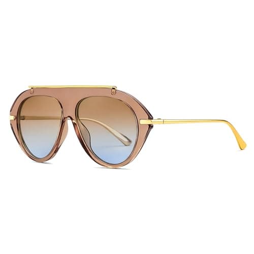 FEISEDY Retro Aviator Sunglasses for Women Men Trendy Oversized 70s Vintage Metal Sun Glasses B0408 - Image 1