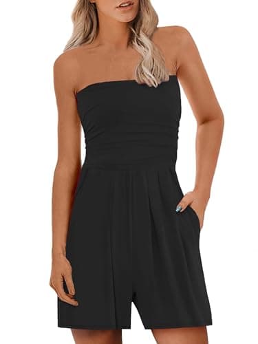 STOLKISS Women Shorts Jumpsuit Rompers Strapless Off Shoulder Loose Sleeveless Lounge Beach Vacation Outfits Dressy Sexy 2025 - Image 1