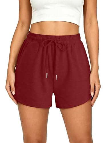 KISSMODA Wine Red Womens High Rise Relaxed Shorts Drawstring Pockets Beach Vacation Everyday Casual Short Bottoms DarkRed XS - Image 1