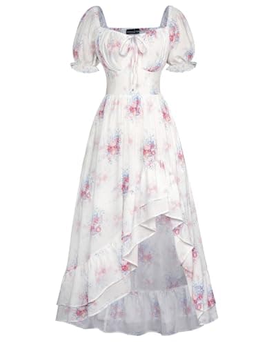 Scarlet Darkness Corset Dress Wedding Guest Floral Dress for Women Cottagecore Off the Shoulder Dress White XL - Image 1