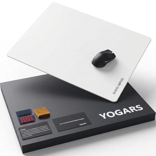 YOGARS Tempered Glass Gaming Mouse Pad, Ultra-Smooth Micro-Etched Surface Speed & Control, Large 19.7"x15.7" Anti-Slip Base, Easy Clean Scratch Resistant for Esports and Work (White) - Image 1