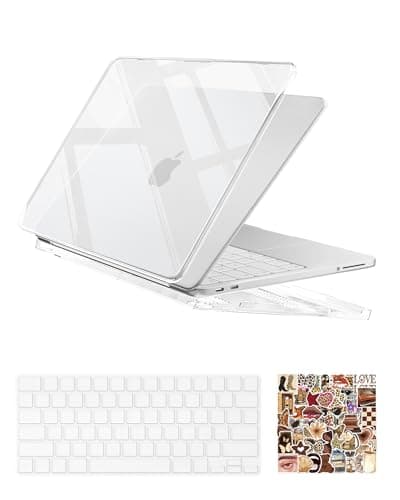 ProCase Clear Case for MacBook Neo 13 Inch 2026 Model A3404, Ultra-Thin Hard Shell Protective Laptop Cover with Keyboard Cover & 50 Coffee Stickers - Image 1