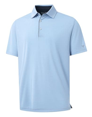 M MAELREG Mens Golf Shirt Short Sleeve Dry Fit Casual Moisture Wicking Performance Heather Collared Polo Shirt - Image 1