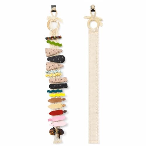 Hair Clip Storage Organizer 2 Pack, Boho Lace Hanging Hair Clip Holder for Wall & Vanity, Aesthetic Claw Clip Display for Bedroom Closet, Bathroom - Image 1