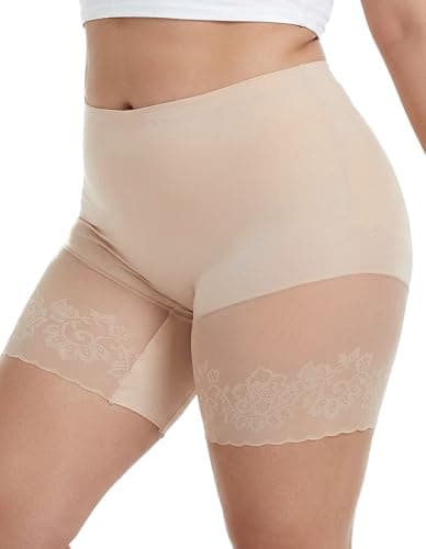QiuDumo Womens Summer Shorts for Under Skirts Mid Thigh Chafe Guard Comfort Boyshorts Cooling Slip Shorts Fuller Figure Apricot