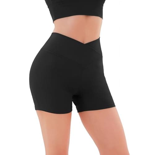 Pobodo High V-Waist Sports Shorts (US, Alpha, X-Large, Regular, Regular, Black) - Image 1