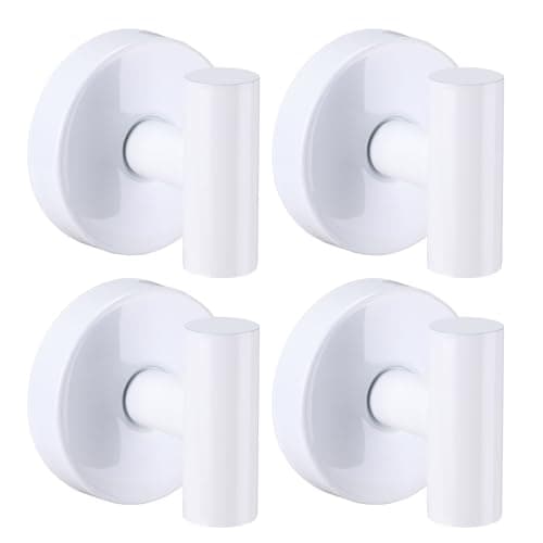 warlve Heavy Duty Reusable Suction Cup Hooks for Shower - No Drill Bathroom/Glass/Mirror/Tiles & Metal Surfaces,and Smooth Non-Porous Surfaces for Towels, Robes, Loofahs (4, White)