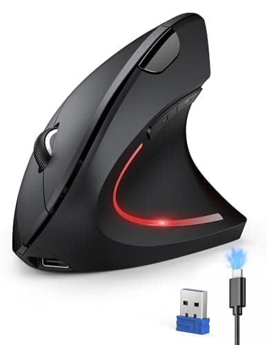TECKNET Rechargeable Wireless Ergonomic Mouse,2.4GHz USB Vertical Mouse with Silent Click,4800 DPI Mouse with 6 Adjustable DPI,6-Button Computer Mouse for Laptop,PC, MacBook (No Batteries Needed) - Image 1