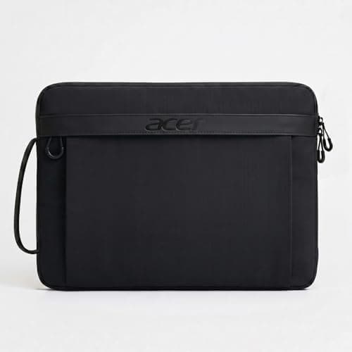 Acer Laptop Sleeve Case for 13.3-14 inch Laptops, Slim Protective Computer Sleeve with Hidden Zipper Pocket, Soft Plush Bubble Padding, Side Handle and Luggage Strap, Travel Laptop Bag, Black - Image 1