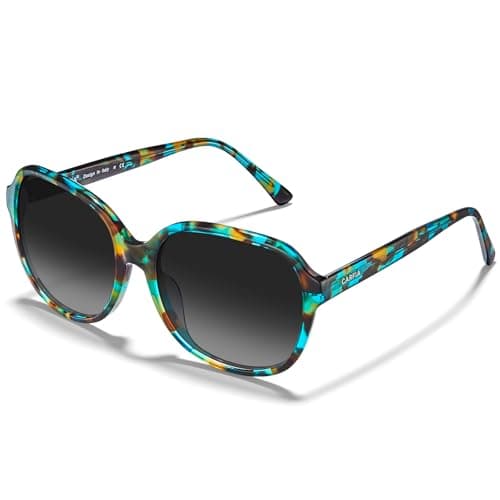 CARFIA Acetate Oversized Square Polarized Sunglasses for Women UV Protection Retro Trendy Big Shades Green Turquoise - Image 1
