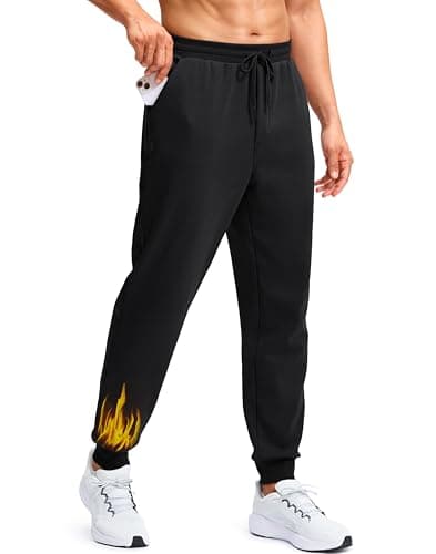 Soothfeel Men's Fleece Joggers Cotton Sweatpants with Deep Pockets Loose Athletic Running Gym Workout Winter Warm Pants, Black S - Image 1