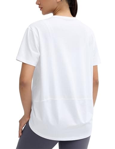 THE GYM PEOPLE Women's Loose Fit Workout T-Shirts V Neck Short Sleeve Running Yoga Lounge Tee Tops White - Image 1