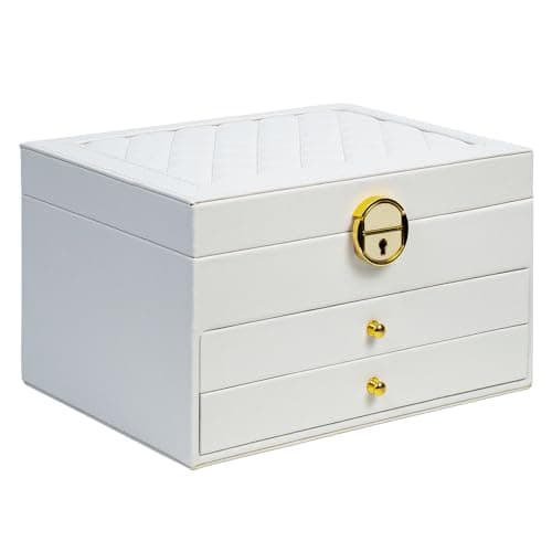 coobest 3 Layer Jewelry Box, Lockable Jewelry Holder Organizer with Jewelry Drawer, Large Jewelry Boxes & Organizer with Velvet Earring Storage, Unique Gifts for Women Mom - Image 1