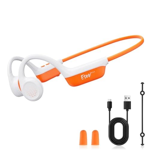 esonstyle Bone Conduction Headphones Bluetooth 6.0 - IPX7 Waterproof Bone Conduction Headphones with Mic,Wireless Open Ear Earbuds for Running Walking Cycling (Orange) - Image 1