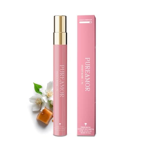 PUREAMOR Pheromone Perfume for Women, Sweet Rome Extrait de Parfum - Long Lasting Sweet Gourmand Caramel & Vanilla Scent, 30% High Concentration, Travel Size Fragrance Spray, 0.4 oz / 12ml