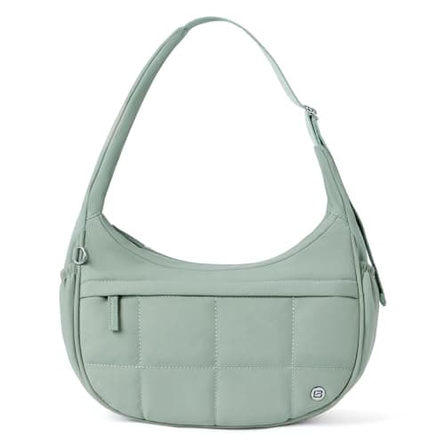 POIUGOYA Nylon Shoulder Bag For Women,Small Quilted Crescent Bag,Triple Zip Pocket Small Puffer Bag For Travel/Fitness - Image 1