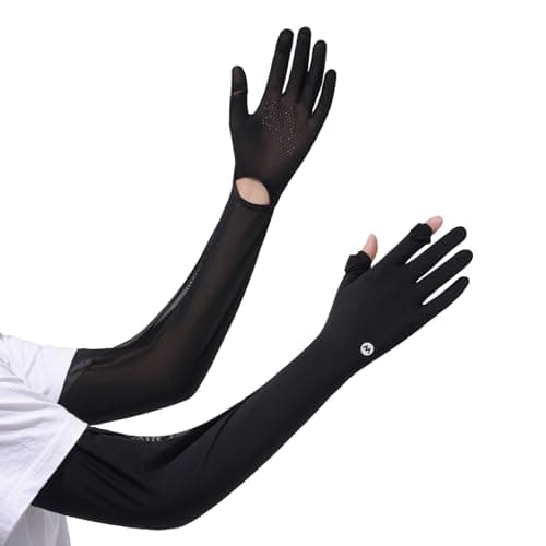 apaepr Driving Gloves - UV Protection, Full Finger Arm Sleeve, Sun Protection, Thin Touchscreen Gloves for Women (Black, One Size) - Image 1