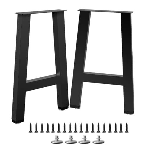 SNYXXOZ Table Legs 22”H x 15”W Heavy Duty Metal Furniture Legs H-Shape for Dining Table Kitchen Table Office Desk Table Base Replacement with Adjustable Feet Pads Screws 1000 LBS Load Black Set of 2 - Image 1
