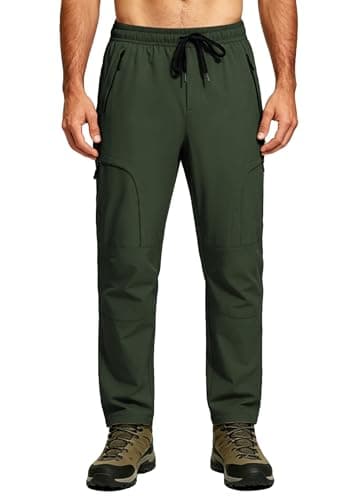 Mens Cargo Hiking Pants 5 Pockets Waterproof Lightweight Quick Dry Work Tactical Pants UPF 50+ Elastic Waist Drawstring Athletic Fishing Outdoor Travel Army Green M - Image 1