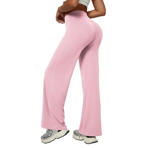 YZMJAFU Women’s Yoga Pants/Leggings, Seamless Tummy Control Yoga Pants, Stretch Butt Lifting Straight Leg Sweatpants Bottoms Pinky|S - Image 1