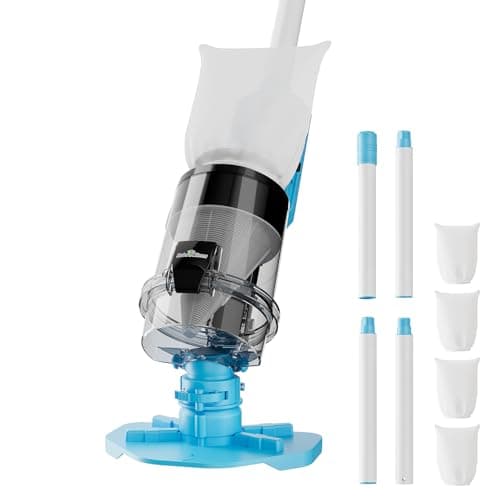 Cordless Pool Vacuum with Telescopic Pole, Powerful 30 GPM Suction, Advanced Dual Filtration, Replaceable Battery, 1H Runtime, Handheld Pool Cleaner for Above Ground and Inground Pools, Blue - Image 1