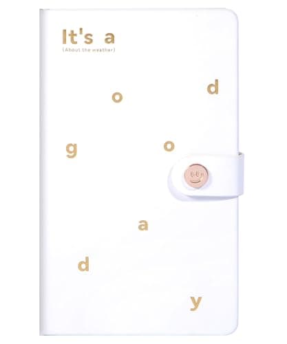 FLYING EAGLE Aesthetic Diary for Girls Women Cute Hardcover Teen Journals Waterproof Daily Diary for Writing with Bookmark, Metal Snap, 100GSM Thick Paper 3 Mixed Pages Grid+To Do List+Blank, White