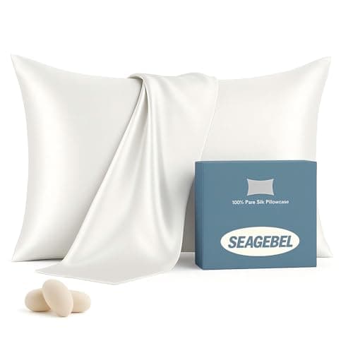 SEAGEBEL 100% Pure Mulberry Silk Pillowcase for Hair and Skin Health,Cooling Pillow Cases with Zipper,Both Sides Premium Grade 6A Silk (White, Standard 20"x26") - Image 1