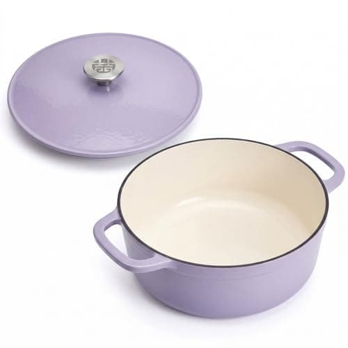 WANGYUANJI Enameled Cast Iron Dutch Oven with Lid, 3.7 Quart Round Bread Baking Pot, 9.4 Inch Non-Stick Enamel Cookware for Sourdough, Braising, Stews, Oven Safe to 500°F, Induction Compatible, Purple - Image 1