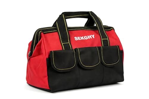 SEKGHY Power Drill Drivers 13-inch Tool Bag, Waterproof Hard Bottom, Heavy Duty Wide Mouth Carrying Bag for Various Instruments, Electricians, Carpenters, and Technicians - Image 1