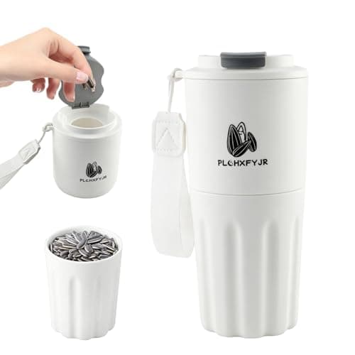 PLCHXFYJR Portable Sunflower Seed Cup with Seed Organizer and Shell Storage, Seed Snack Spit Cup for Outdoor, in Car, Travel and Sports Games. Works with Pistachios (white) - Image 1