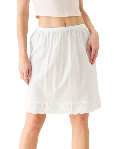 BEAUTELICATE 100% Cotton Half Slip Lace Trim Underskirt Extender - Image 1