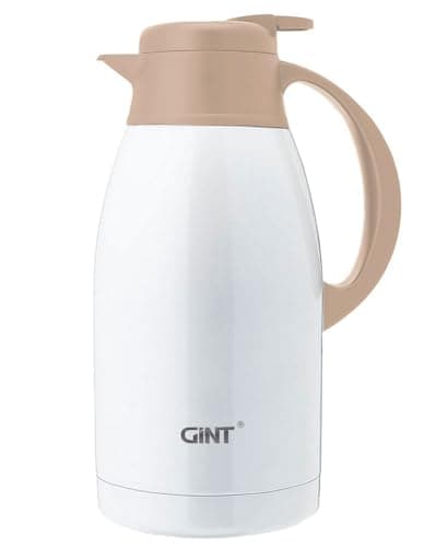 GiNT Stainless Steel Thermal Coffee Carafe, Double Walled Vacuum Thermal Carafe, Water and Beverage Dispenser,12 Hour Heat Retention,65 OZ /1.9 Liter White - Image 1