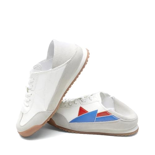 DREAM PAIRS Boys Girls Sneakers Foldable Back Retro Classic Casual Tennis Lightweight Breathable Walking Shoes for Little/Big Kid,Size 2 Little Kid,White/Blue,KUUMFN2501 - Image 1