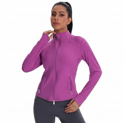 VIPARK Women's Full Zip Workout Jacket Slim Fit Running Athletic Track Jacket Lightweight Long Sleeve Yoga Top with Thumb Holes Pockets - Image 1