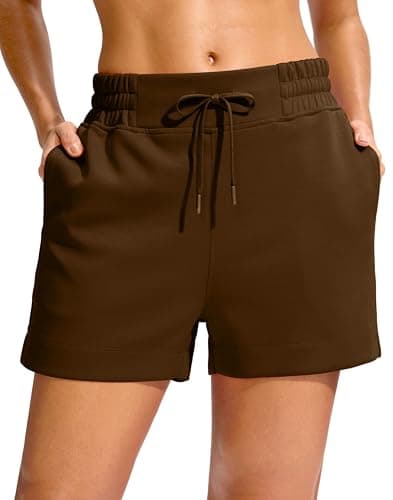 Soothfeel Women's Drawstring Sweat Shorts High Waisted Summer Workout Lounge Casual Shorts with Pockets Brown - Image 1