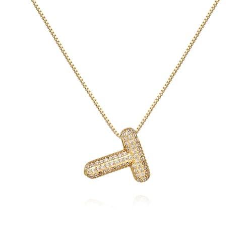 Cicy Bell Initial Necklace for Women 18k Gold Plated Cubic Zirconia Luxurious Personalized Dainty Letter Pendant Necklace Birthday Gifts - Image 1