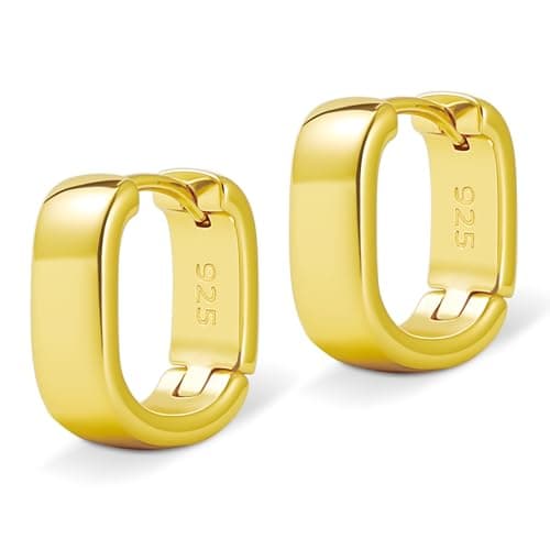 14K Real Gold Plated Hoop Earrings Small Huggie Earrings For Women Chunky Huggie Hoop Earrings For Valentine's Day Mother's Day Birthday Jewelry Gift - Image 1