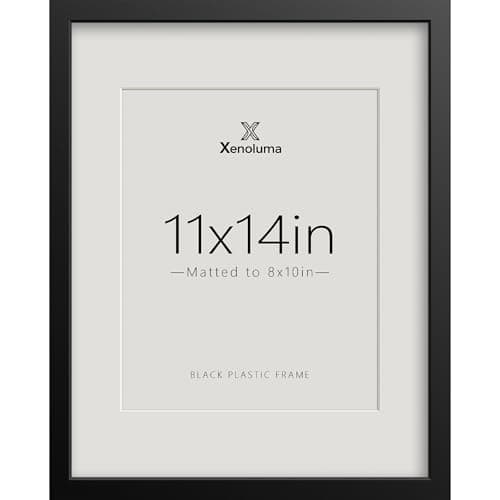 Xenoluma 11x14 Black Picture Frame with 8x10 Mat - Shatter Resistant HD Plexiglass, Wall Mount, Vertical Horizontal Display, Gallery Poster Photo Frame, 1 Pack - Image 1