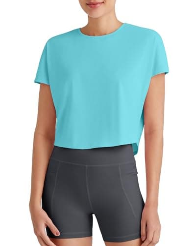 G4Free Yoga Tops Woman Loose Fit Skin-Friendly Soft Batwing Sleeve Tees Wicking Lightweight Casual Activewear Shirts(Lake Blue,S) - Image 1