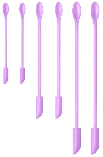 Silicone Spatula Set (6Pcs) - Mini Scraper Tool for Beauty & Food - Reach Every Last Drop, Multi-Size Spatulas for Makeup Jars, Lotion Bottles & Kitchen Containers (Purple) - Image 1