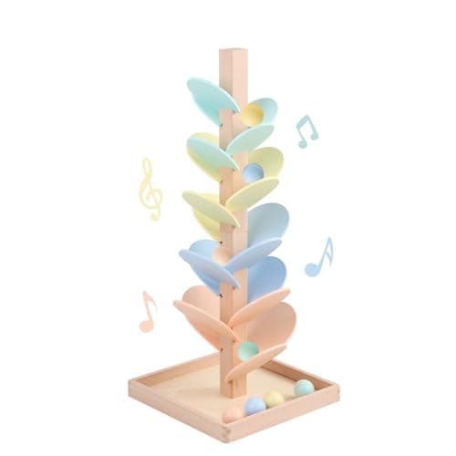 Marble Run Wooden Ball Drop Toys for 3-5 4-8 Wood Montessori Toys Music Tree for Toddlers Musical Game Learning Color Sorting Sensory Toys for Boys Girls 8-12 Gift (Height: 19.9in) (1.1in Balls) - Image 1