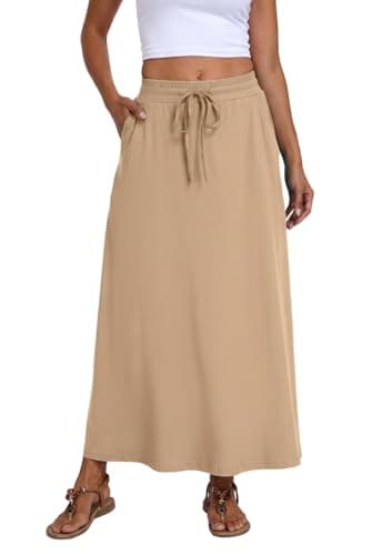 Lepunuo Women's Summer Maxi Skirt Boho High Waisted Flowy Long Skirt with Pockets - Image 1