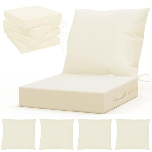 L’AGRATY Outdoor Chair Cushions for Patio Furniture:24" x 24" Deep Seat Cushions with Backrest for Couch Sofa Chair - Waterproof Fade-Resistant Patio Cushion (Set of 4,Ivory) - Image 1